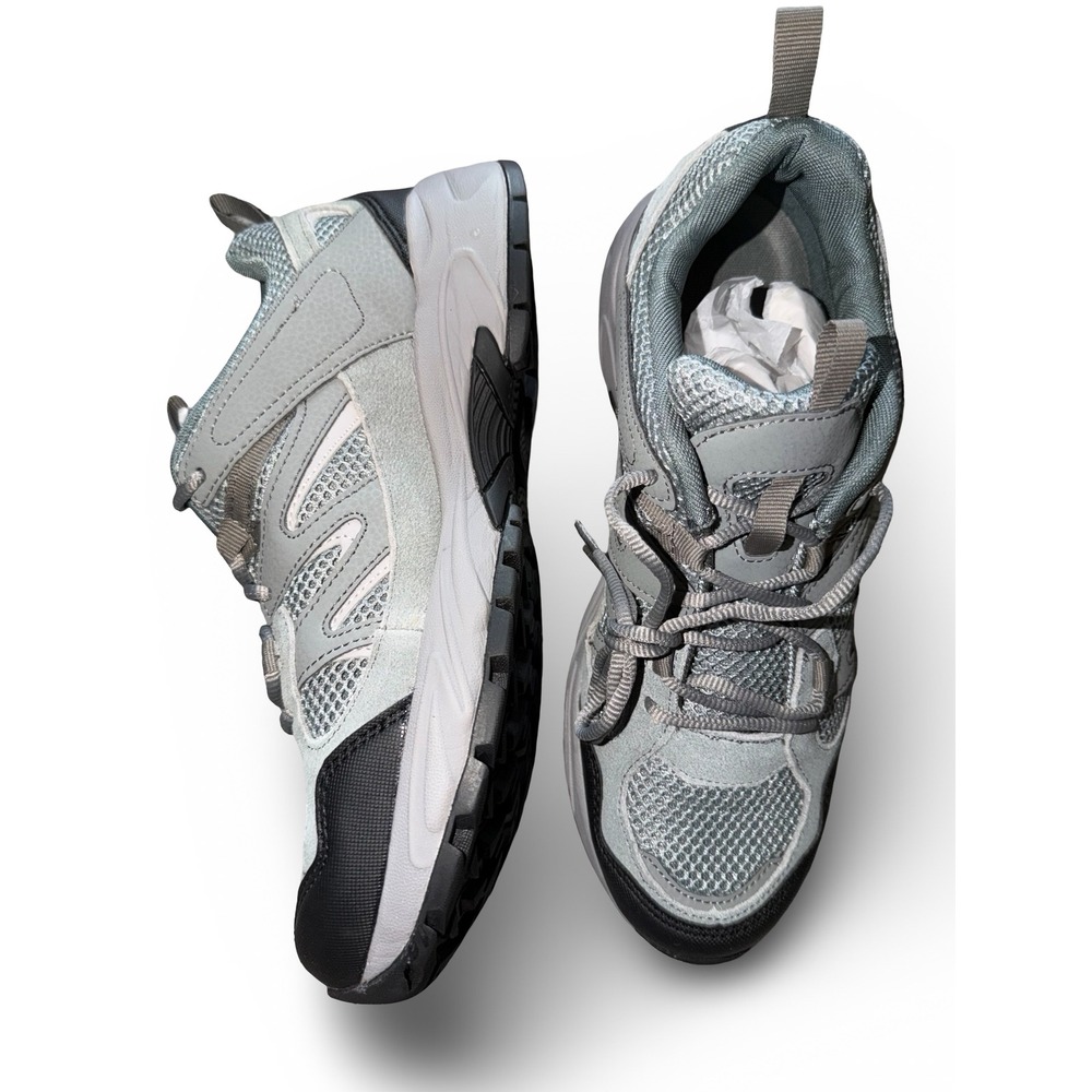 Mens Hiking Shoes Light Gray Black Mesh Leather Trail Sneaker Sz 9.5 - Picture 11 of 16